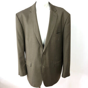 Vinci Italy 48 L LONG Polyester Button Blazer Sport Coat Jacket Check Brown